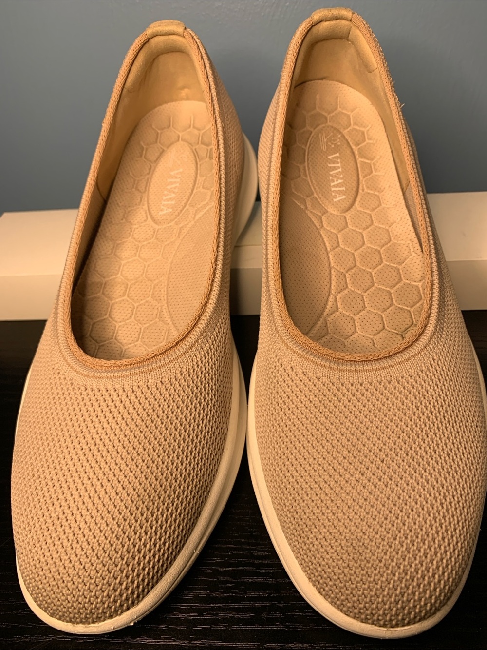 Vivaia Izabel Knit walker ballet Flats in Light Beige